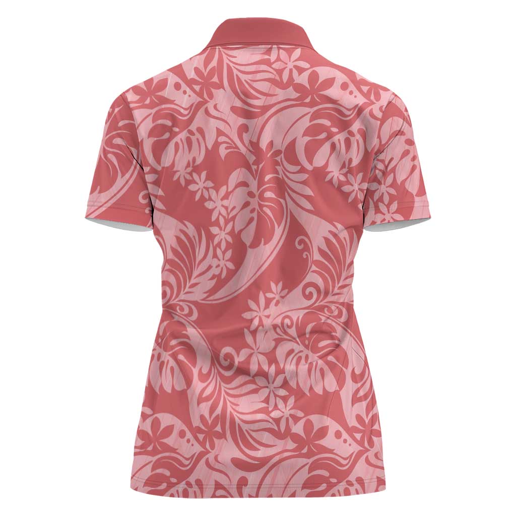 Tahiti Tarona Tiare Floral Women Polo Shirt Monstera Palm Tropical Leaves LT01 - Polynesian Pride