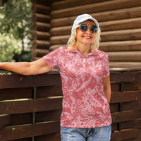 Tahiti Tarona Tiare Floral Women Polo Shirt Monstera Palm Tropical Leaves LT01 - Polynesian Pride