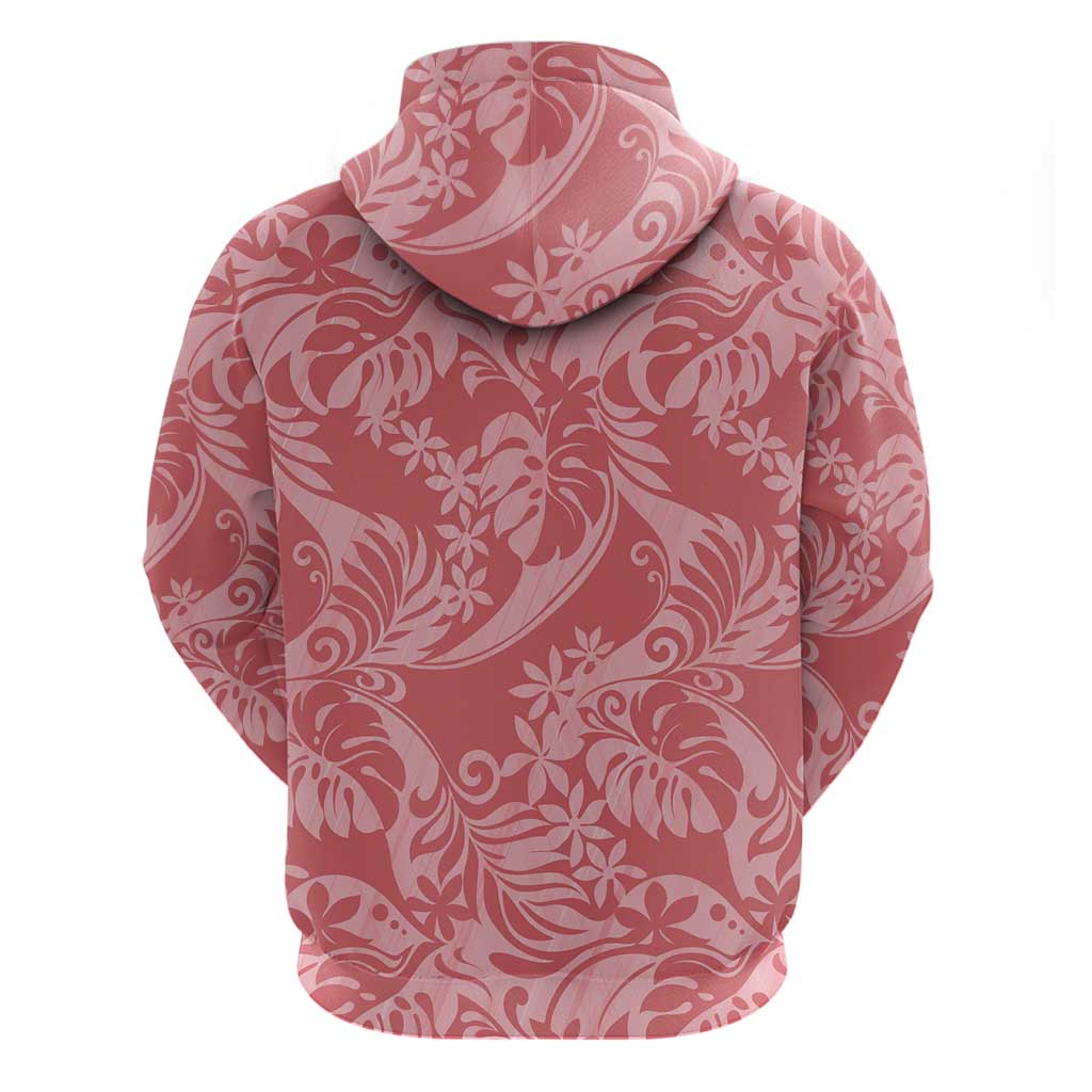 Tahiti Tarona Tiare Floral Zip Hoodie Monstera Palm Tropical Leaves LT01 - Polynesian Pride