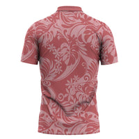 Tahiti Tarona Tiare Floral Zipper Polo Shirt Monstera Palm Tropical Leaves LT01 - Polynesian Pride