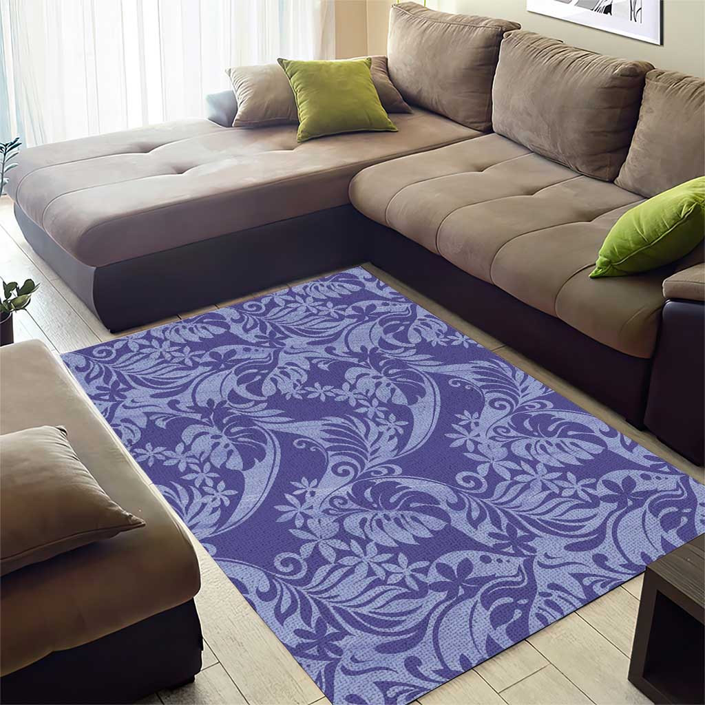 Tahiti Vareau Tiare Floral Area Rug Monstera Palm Tropical Leaves - Polynesian Pride
