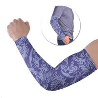 Tahiti Vareau Tiare Floral Arm Sleeves Monstera Palm Tropical Leaves LT01 Set of 2 Purple - Polynesian Pride