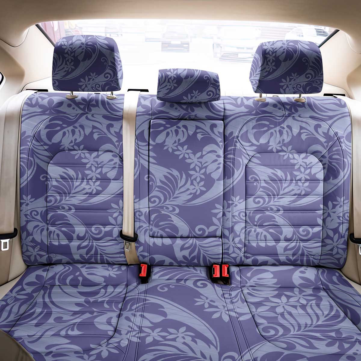 Tahiti Vareau Tiare Floral Back Car Seat Cover Monstera Palm Tropical Leaves LT01 - Polynesian Pride