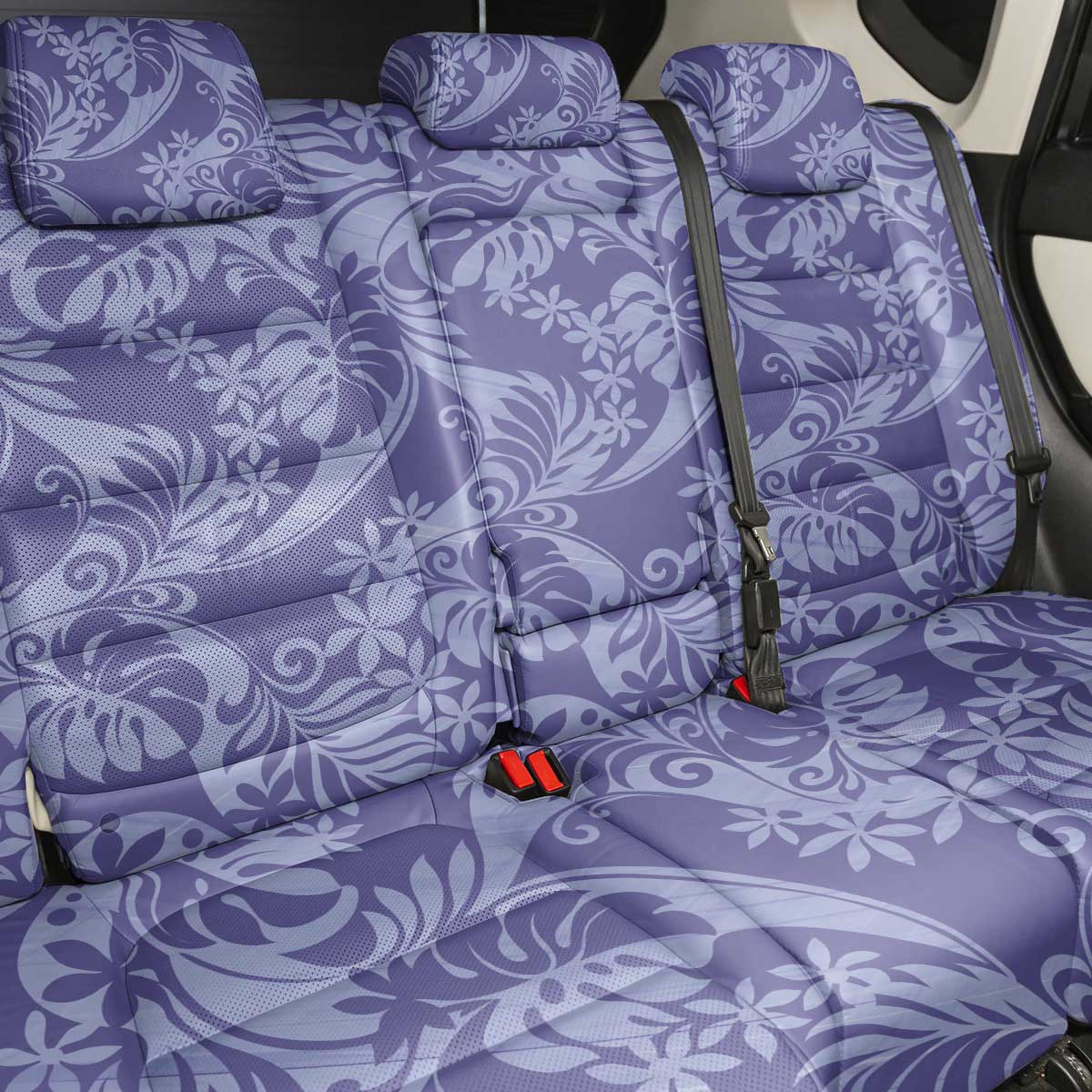 Tahiti Vareau Tiare Floral Back Car Seat Cover Monstera Palm Tropical Leaves LT01 - Polynesian Pride