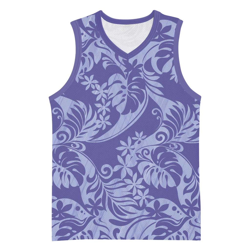 Tahiti Vareau Tiare Floral Basketball Jersey Monstera Palm Tropical Leaves LT01 Unisex Purple - Polynesian Pride