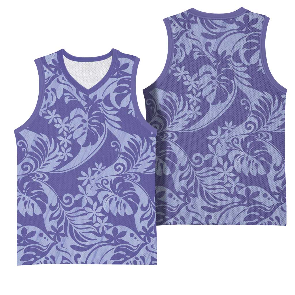 Tahiti Vareau Tiare Floral Basketball Jersey Monstera Palm Tropical Leaves LT01 - Polynesian Pride