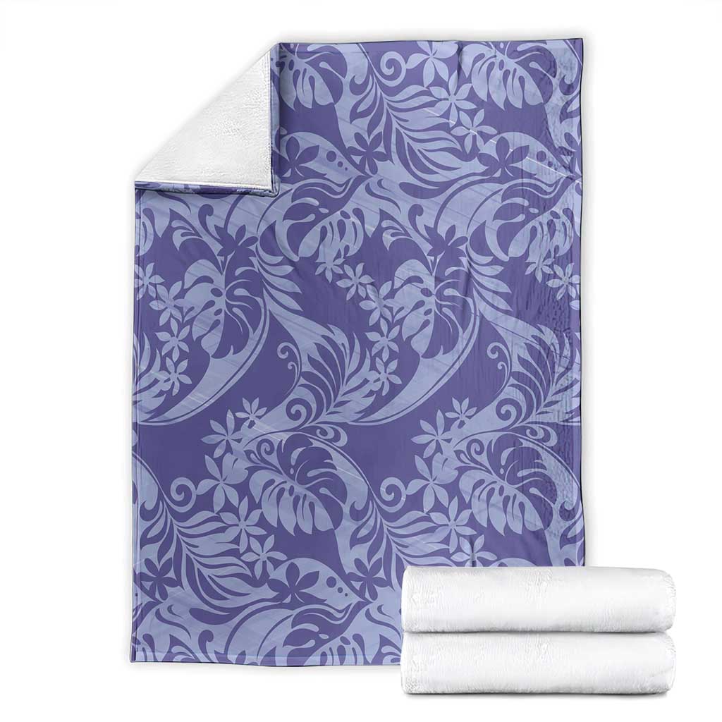 Tahiti Vareau Tiare Floral Blanket Monstera Palm Tropical Leaves - Polynesian Pride