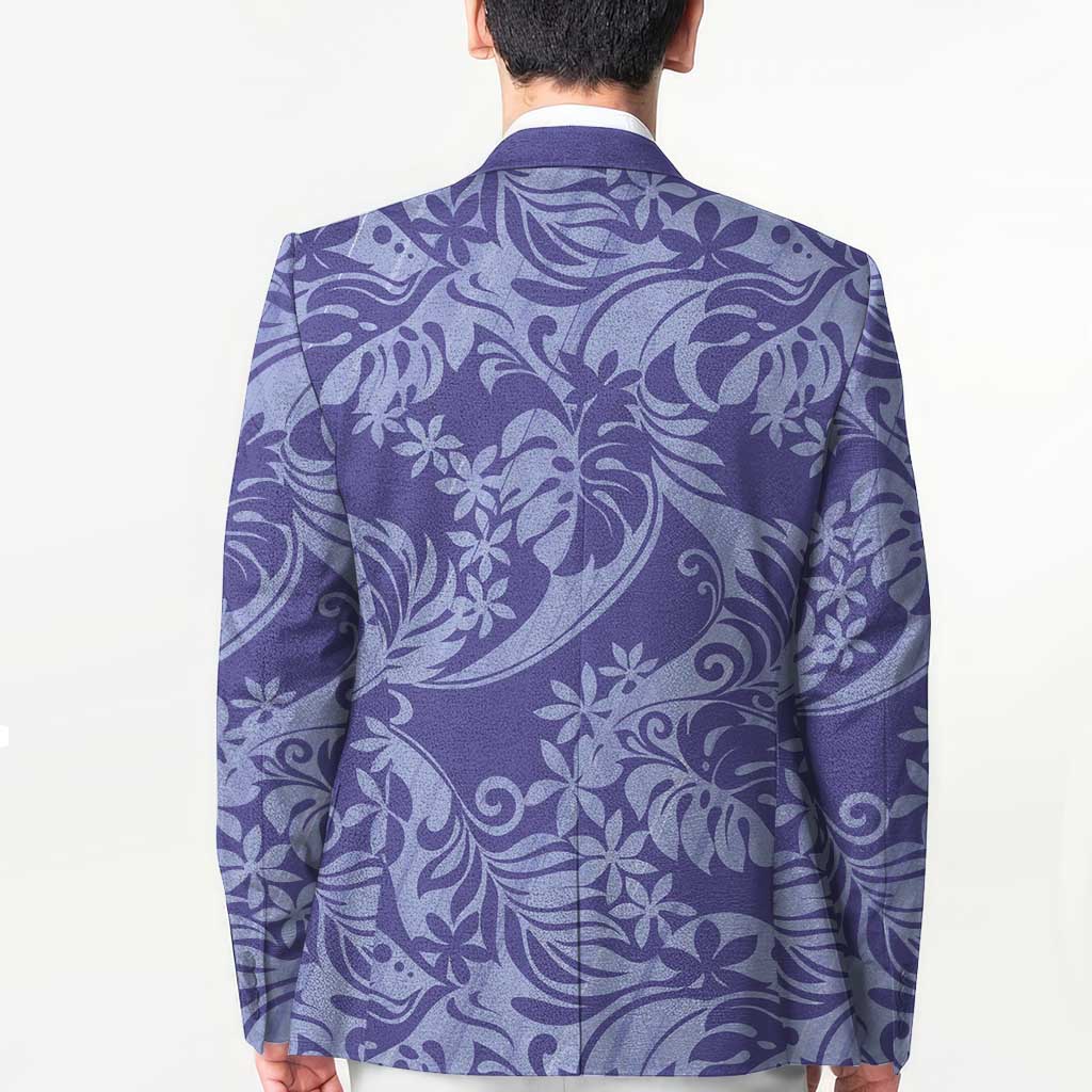 Tahiti Vareau Tiare Floral Blazer Monstera Palm Tropical Leaves - Polynesian Pride