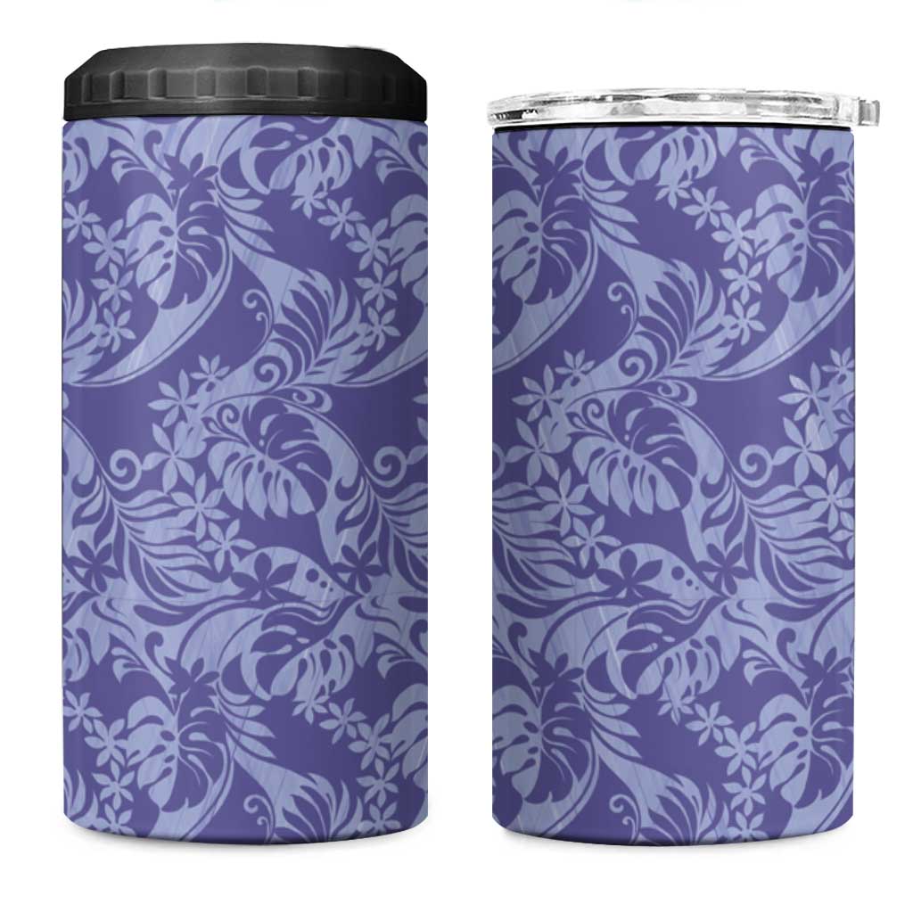 Tahiti Vareau Tiare Floral 4 in 1 Can Cooler Tumbler Monstera Palm Tropical Leaves LT01 One Size: 16 oz Purple - Polynesian Pride