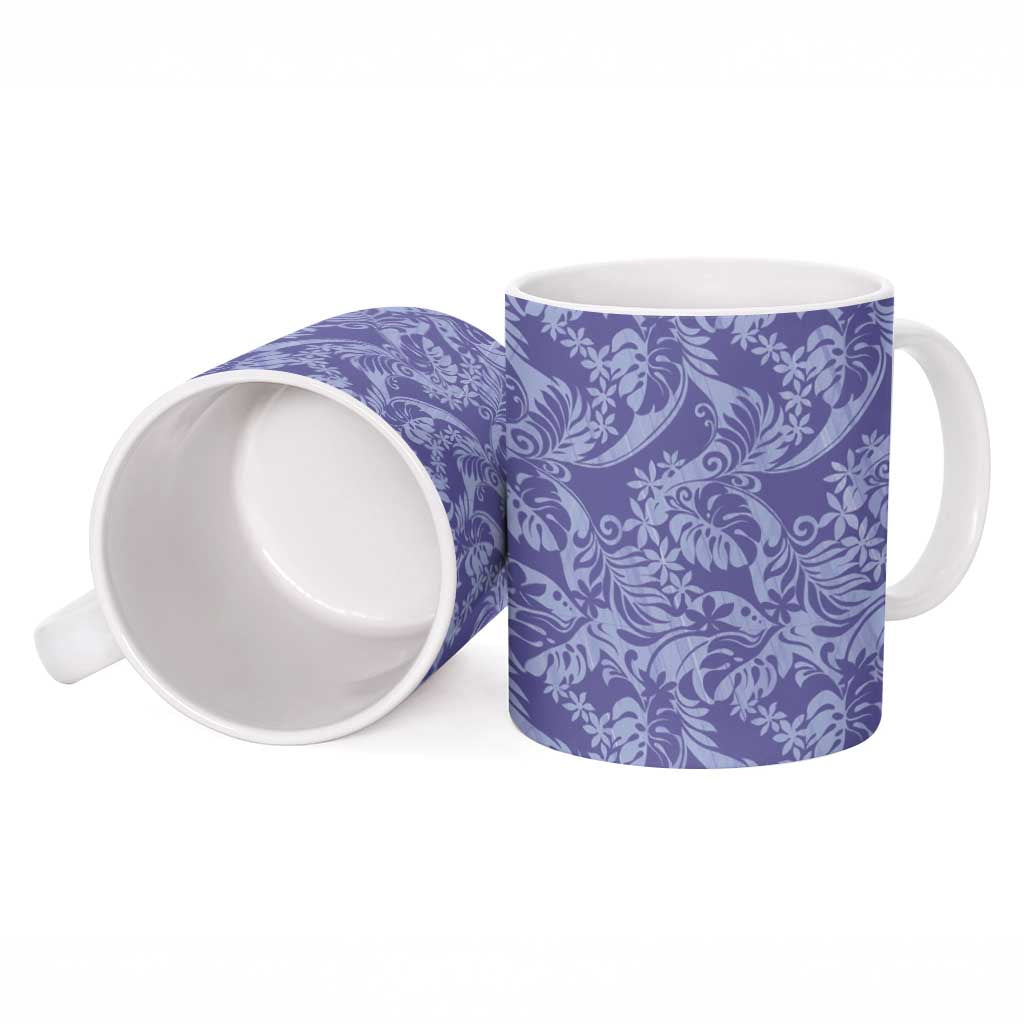 Tahiti Vareau Tiare Floral Ceramic Mug Monstera Palm Tropical Leaves LT01 - Polynesian Pride