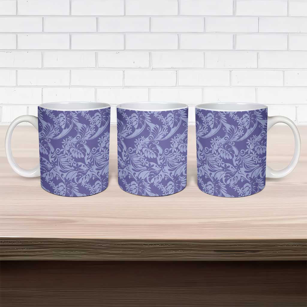 Tahiti Vareau Tiare Floral Ceramic Mug Monstera Palm Tropical Leaves LT01 - Polynesian Pride