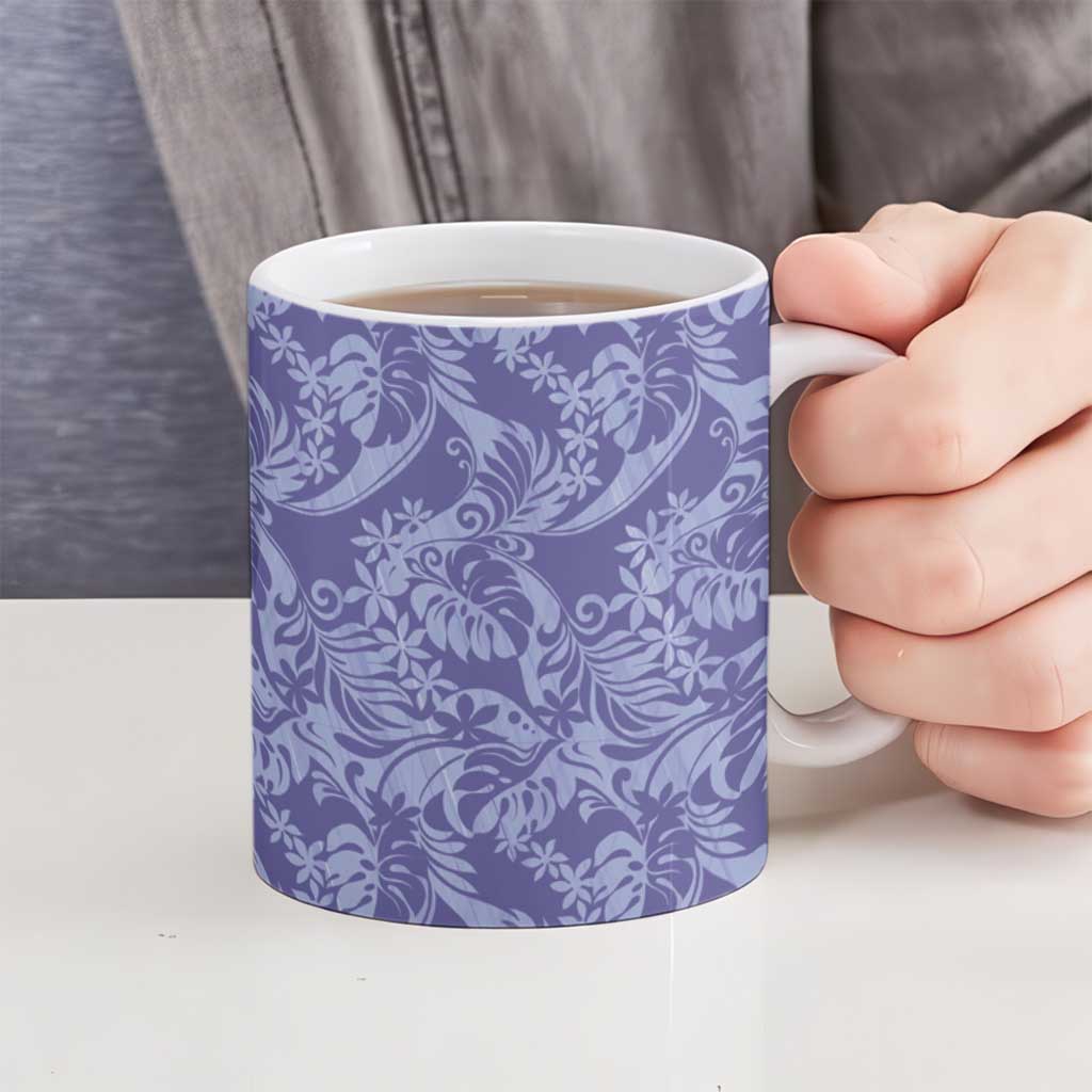 Tahiti Vareau Tiare Floral Ceramic Mug Monstera Palm Tropical Leaves LT01 - Polynesian Pride