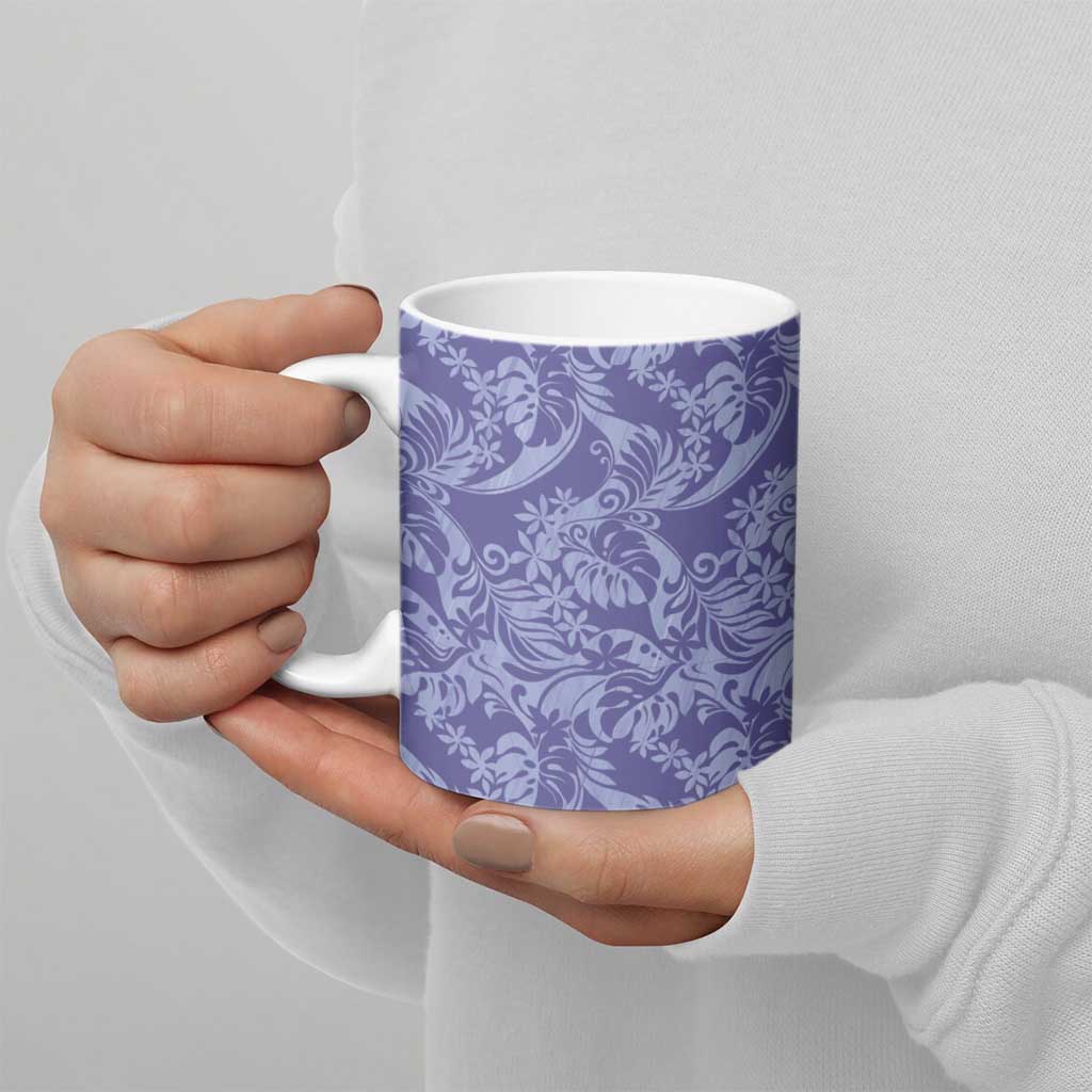 Tahiti Vareau Tiare Floral Ceramic Mug Monstera Palm Tropical Leaves LT01 - Polynesian Pride