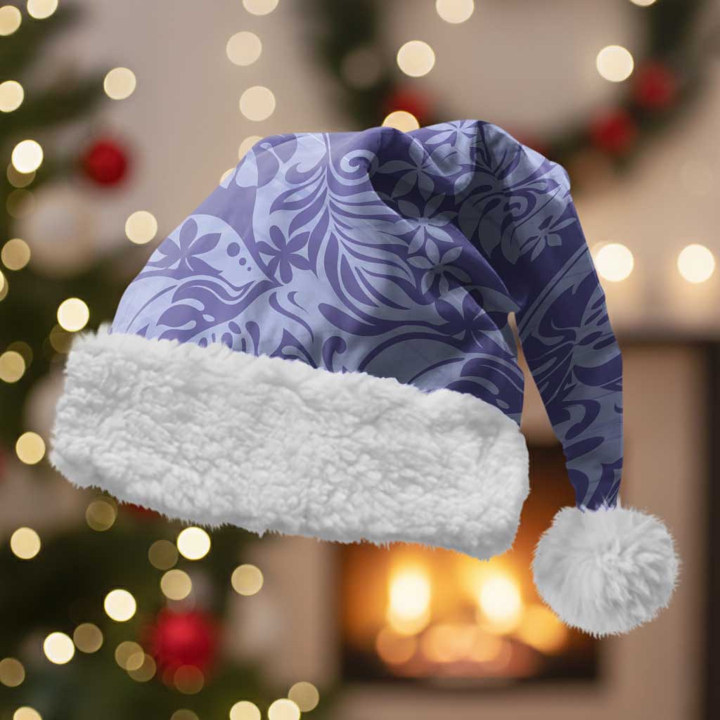 Tahiti Vareau Tiare Floral Christmas Santa Hat Monstera Palm Tropical Leaves LT01 With Fur Purple - Polynesian Pride