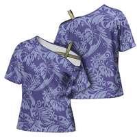 Tahiti Vareau Tiare Floral Cross Shoulder Shirt Monstera Palm Tropical Leaves LT01 - Polynesian Pride