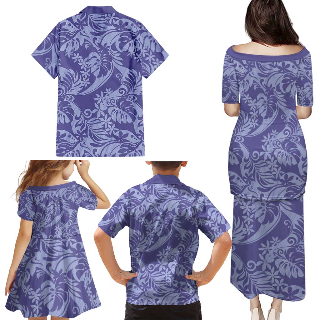 Tahiti Vareau Tiare Floral Family Matching Puletasi and Hawaiian Shirt Monstera Palm Tropical Leaves LT01 - Polynesian Pride