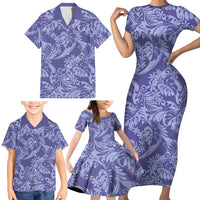 Tahiti Vareau Tiare Floral Family Matching Short Sleeve Bodycon Dress and Hawaiian Shirt Monstera Palm Tropical Leaves LT01 - Polynesian Pride