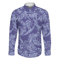 Tahiti Vareau Tiare Floral Family Matching Short Sleeve Bodycon Dress and Hawaiian Shirt Monstera Palm Tropical Leaves LT01 Dad's Shirt - Long Sleeve Purple - Polynesian Pride