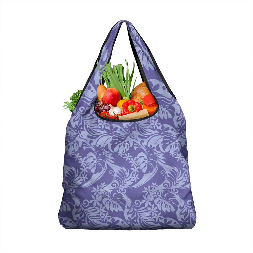 Tahiti Vareau Tiare Floral Grocery Bag Monstera Palm Tropical Leaves LT01 1-pack One Size Purple - Polynesian Pride