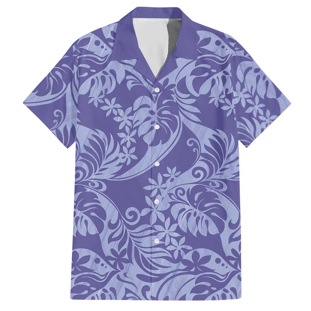 Tahiti Vareau Tiare Floral Hawaiian Shirt Monstera Palm Tropical Leaves LT01 Purple - Polynesian Pride