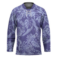 Tahiti Vareau Tiare Floral Hockey Jersey Monstera Palm Tropical Leaves LT01 Unisex Purple - Polynesian Pride