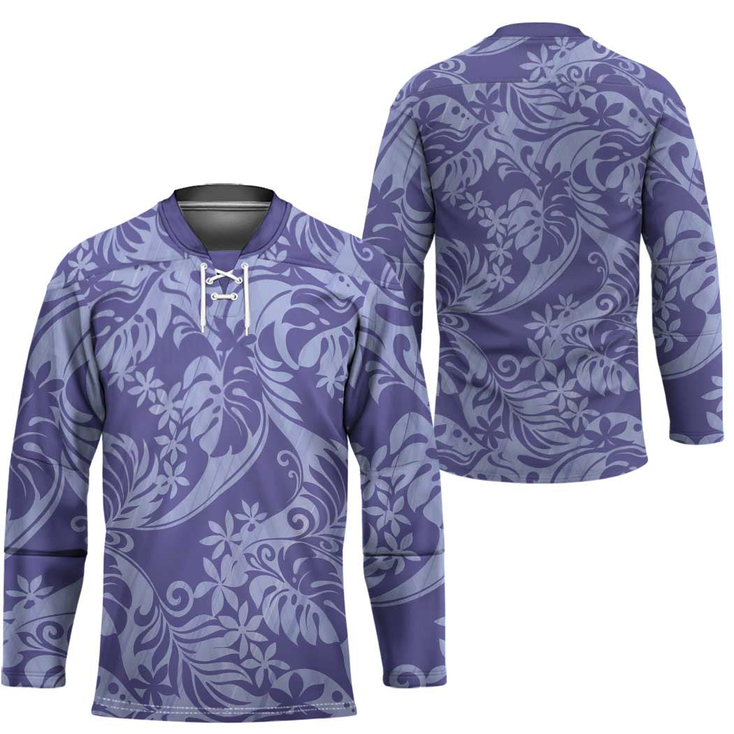 Tahiti Vareau Tiare Floral Hockey Jersey Monstera Palm Tropical Leaves LT01 - Polynesian Pride