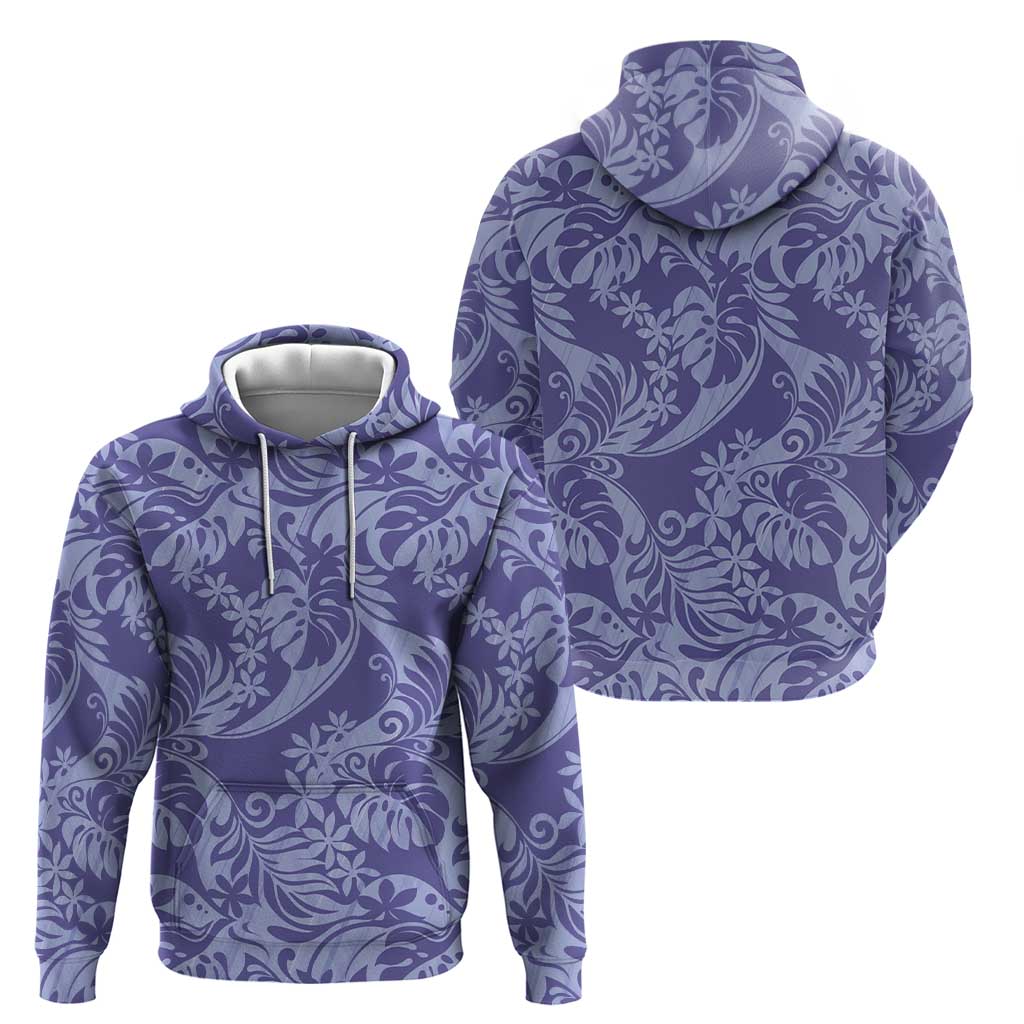 Tahiti Vareau Tiare Floral Hoodie Monstera Palm Tropical Leaves LT01 - Polynesian Pride