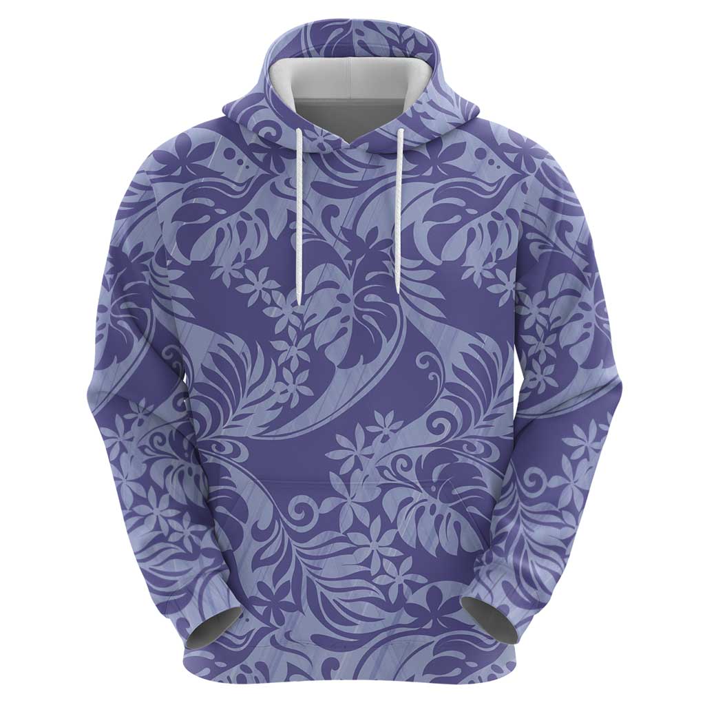 Tahiti Vareau Tiare Floral Hoodie Monstera Palm Tropical Leaves LT01 - Polynesian Pride