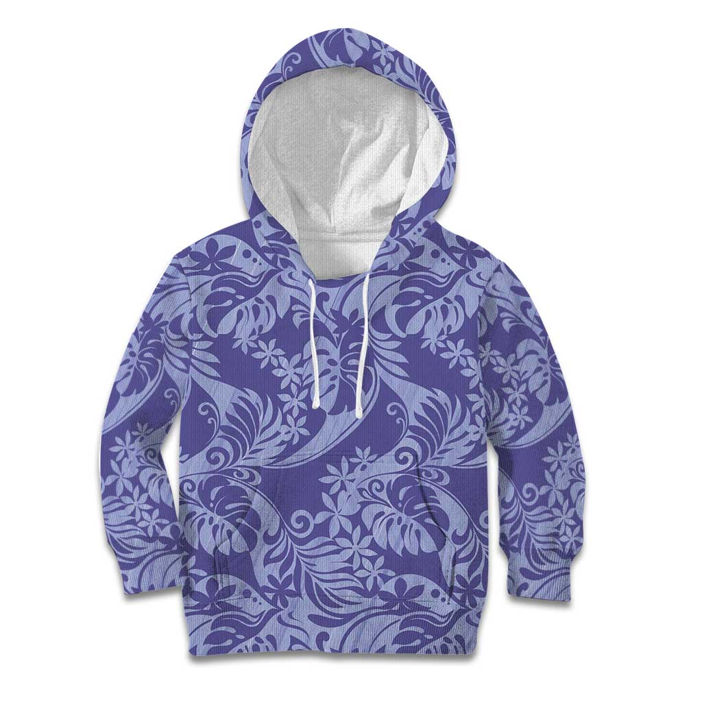 Tahiti Vareau Tiare Floral Kid Hoodie Monstera Palm Tropical Leaves - Polynesian Pride