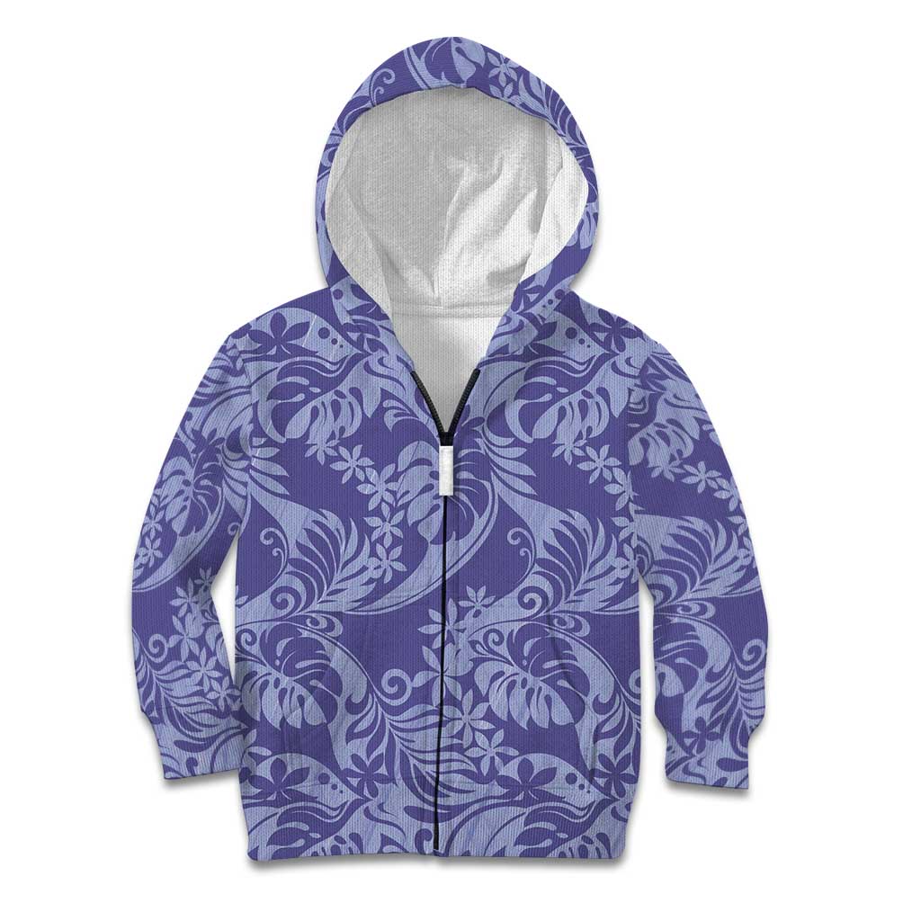 Tahiti Vareau Tiare Floral Kid Hoodie Monstera Palm Tropical Leaves - Polynesian Pride