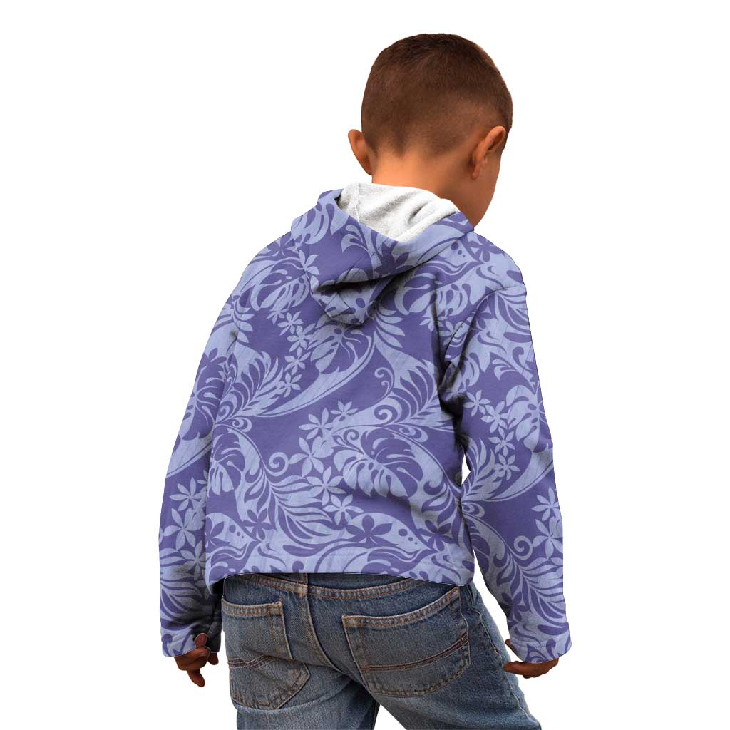 Tahiti Vareau Tiare Floral Kid Hoodie Monstera Palm Tropical Leaves - Polynesian Pride