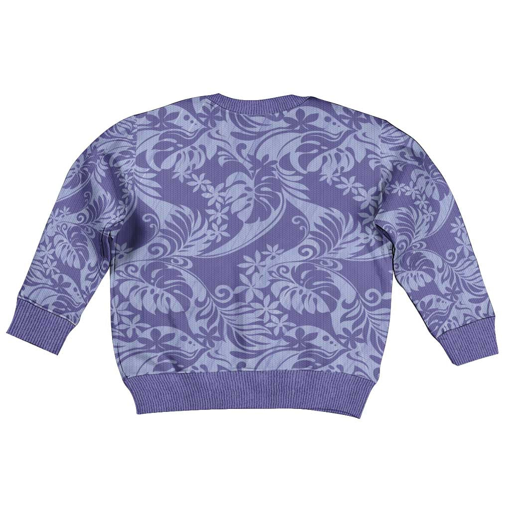 Tahiti Vareau Tiare Floral Kid Ugly Christmas Sweater Monstera Palm Tropical Leaves LT01 - Polynesian Pride