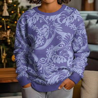 Tahiti Vareau Tiare Floral Kid Ugly Christmas Sweater Monstera Palm Tropical Leaves LT01 - Polynesian Pride