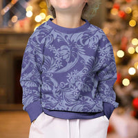 Tahiti Vareau Tiare Floral Kid Ugly Christmas Sweater Monstera Palm Tropical Leaves LT01 - Polynesian Pride