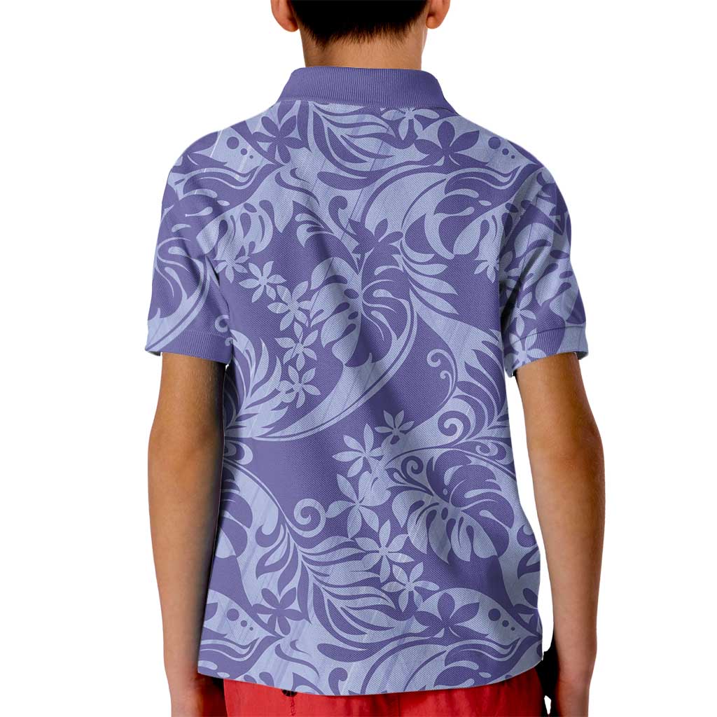 Tahiti Vareau Tiare Floral Kid Polo Shirt Monstera Palm Tropical Leaves LT01 - Polynesian Pride