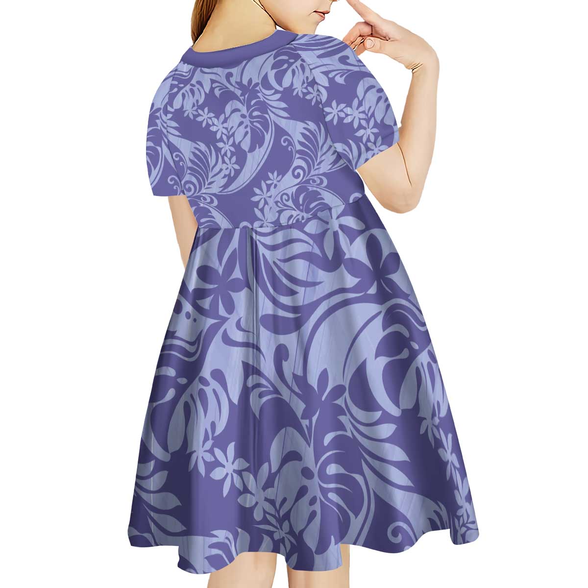 Tahiti Vareau Tiare Floral Kid Short Sleeve Dress Monstera Palm Tropical Leaves LT01 - Polynesian Pride