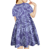 Tahiti Vareau Tiare Floral Kid Short Sleeve Dress Monstera Palm Tropical Leaves LT01 - Polynesian Pride