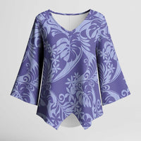 Tahiti Vareau Tiare Floral Kimono Sleeve Blouse Monstera Palm Tropical Leaves LT01 Female Purple - Polynesian Pride