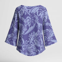 Tahiti Vareau Tiare Floral Kimono Sleeve Blouse Monstera Palm Tropical Leaves LT01 - Polynesian Pride