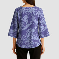 Tahiti Vareau Tiare Floral Kimono Sleeve Blouse Monstera Palm Tropical Leaves LT01 - Polynesian Pride