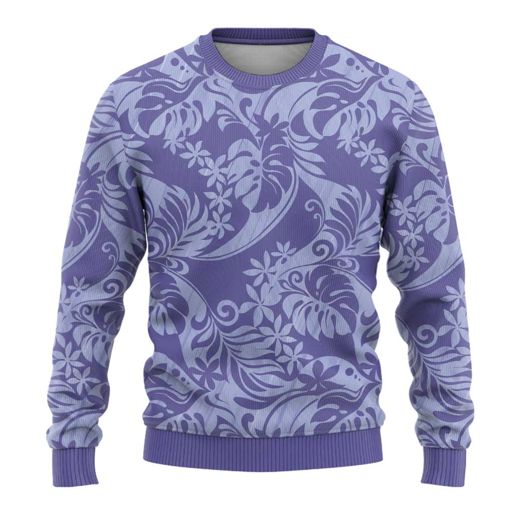 Tahiti Vareau Tiare Floral Ugly Christmas Sweater Monstera Palm Tropical Leaves LT01 - Polynesian Pride