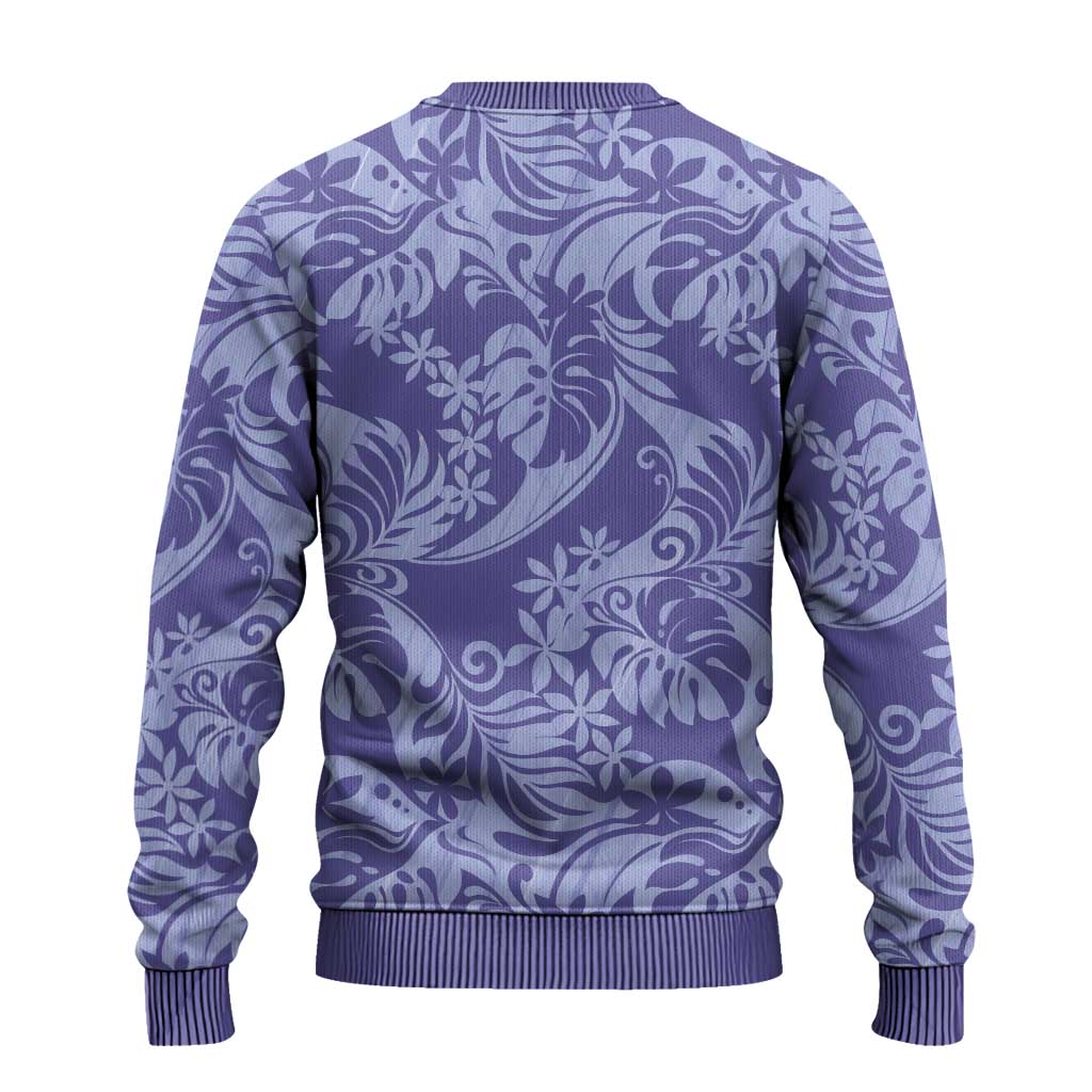 Tahiti Vareau Tiare Floral Ugly Christmas Sweater Monstera Palm Tropical Leaves LT01 - Polynesian Pride
