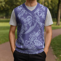 Tahiti Vareau Tiare Floral Christmas Knitted V-Neck Vest Monstera Palm Tropical Leaves LT01 - Polynesian Pride