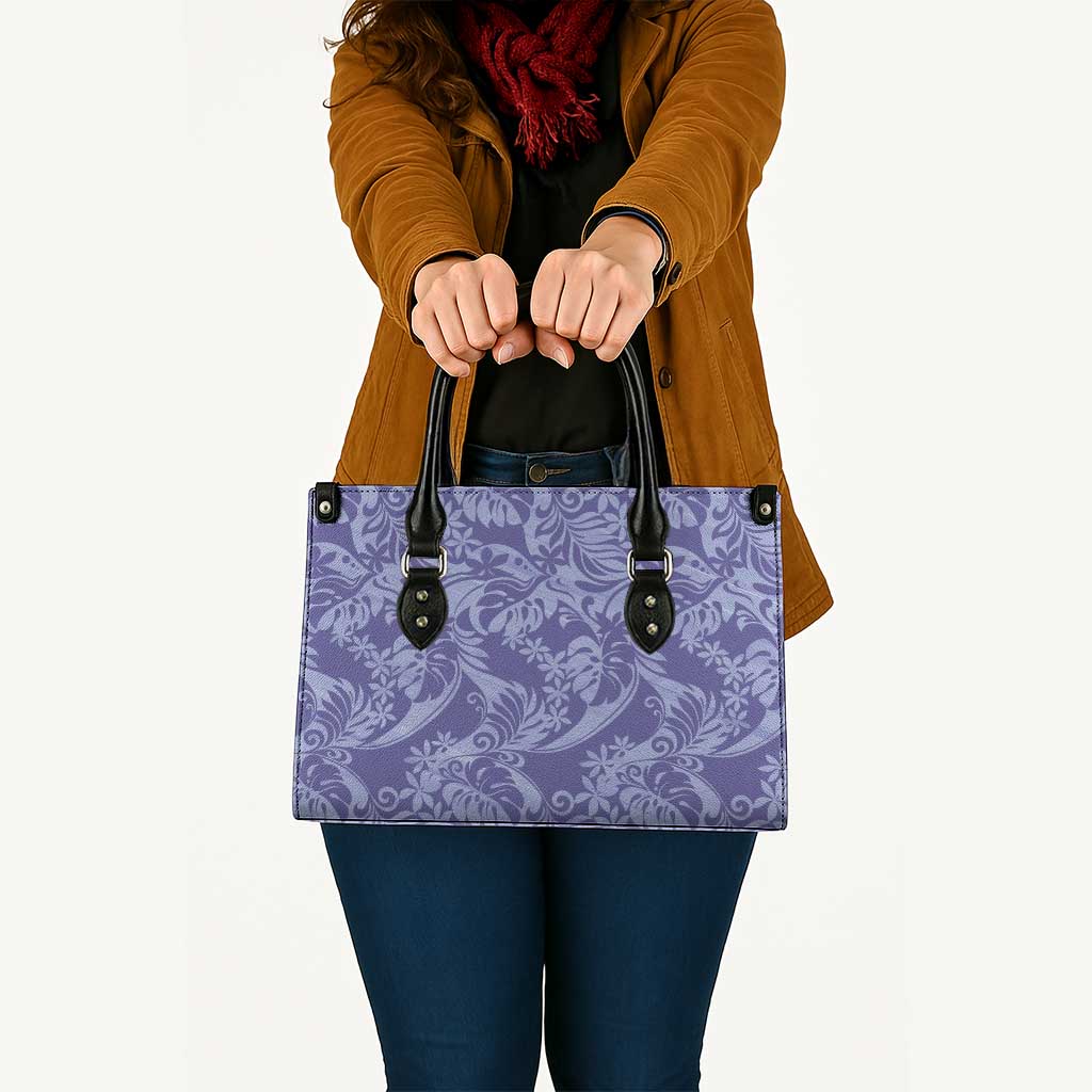 Tahiti Vareau Tiare Floral Leather Bag Monstera Palm Tropical Leaves - Polynesian Pride