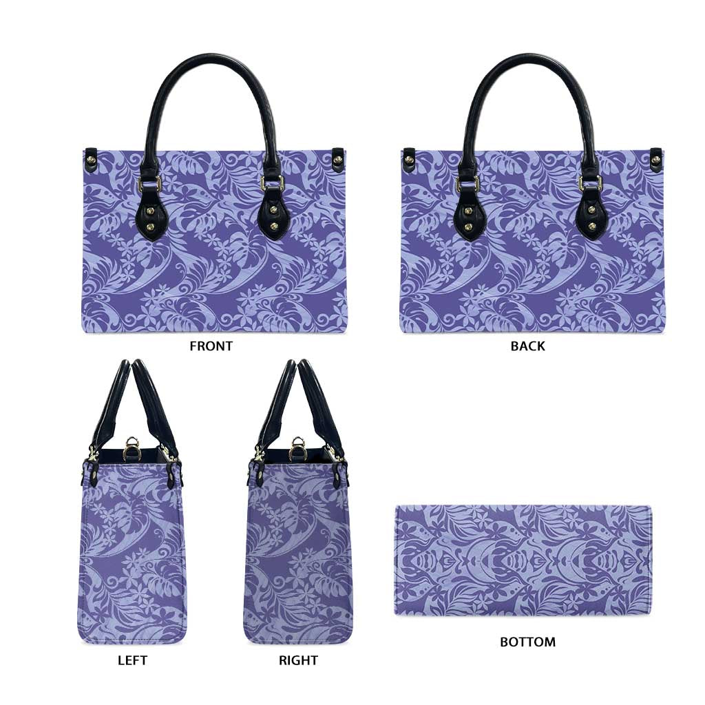 Tahiti Vareau Tiare Floral Leather Bag Monstera Palm Tropical Leaves - Polynesian Pride