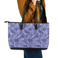 Tahiti Vareau Tiare Floral Leather Tote Bag Monstera Palm Tropical Leaves LT01 - Polynesian Pride