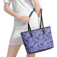 Tahiti Vareau Tiare Floral Leather Tote Bag Monstera Palm Tropical Leaves LT01 - Polynesian Pride
