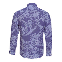 Tahiti Vareau Tiare Floral Long Sleeve Button Shirt Monstera Palm Tropical Leaves LT01 - Polynesian Pride