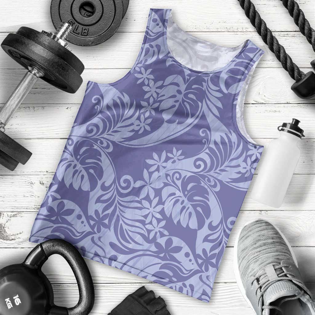 Tahiti Vareau Tiare Floral Men Tank Top Monstera Palm Tropical Leaves LT01 - Polynesian Pride