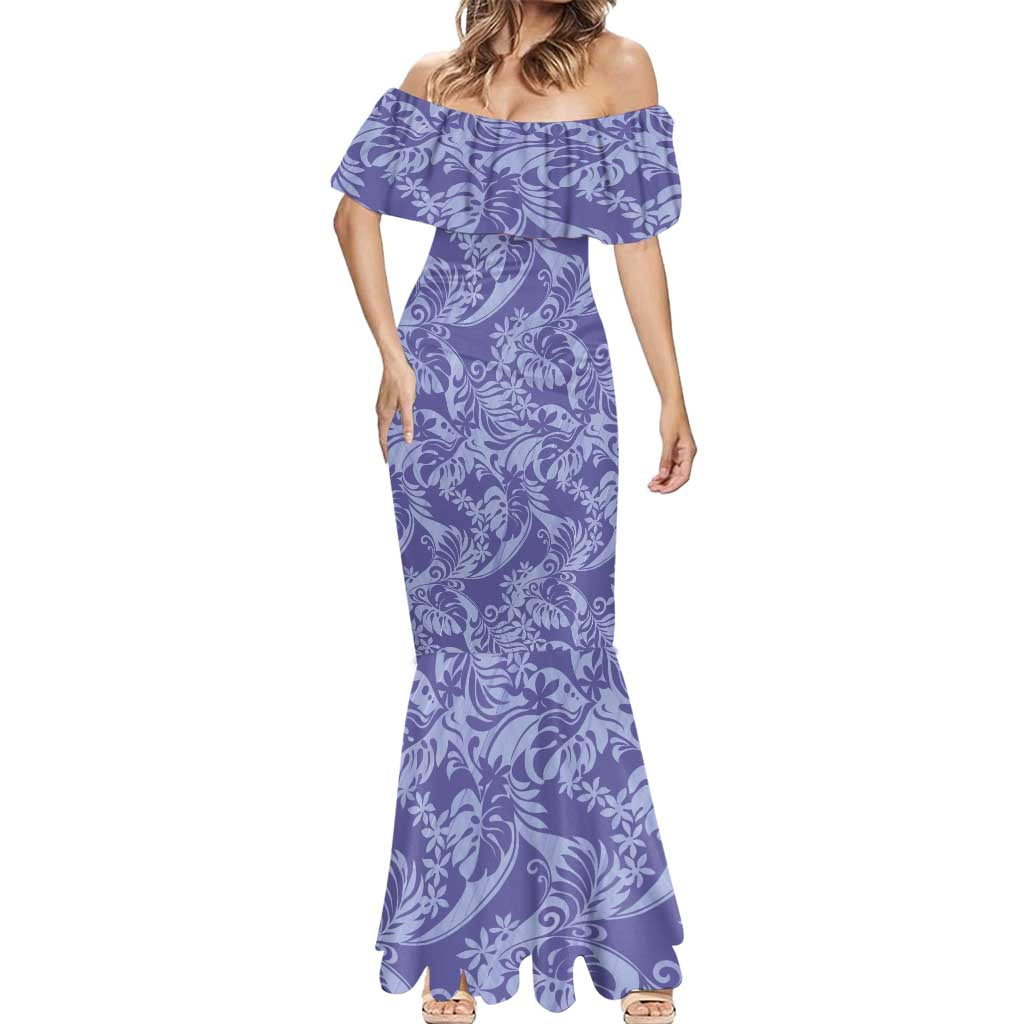 Tahiti Vareau Tiare Floral Mermaid Dress Monstera Palm Tropical Leaves LT01 - Polynesian Pride